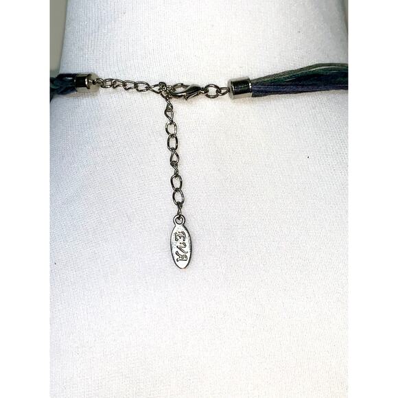 EVA Blue Green Cascading Oval Pendant Statement Necklace EUC - Picture 5 of 5